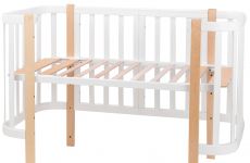 Ліжечко Babyroom Місяць білий - натуральний, 120x60 см, 4 рівні, матеріал вільха/бук